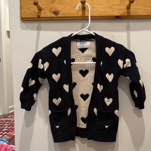 Old Navy Kids Black and Cream Heart Cardigan